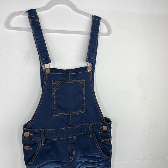 VIP Jeans Juniors Overalls Denim Skinny Long Pant Solid Blue Juniors 7/8 - Picture 3 of 13